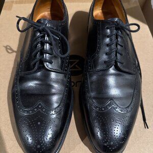John Lobb Black Leather Wingtip Brogue Oxfords Made in England Luxury Dress Shoe